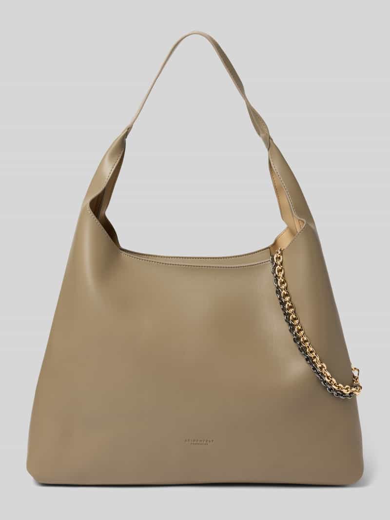 Seidenfelt Handtas met labeldetail model 'LAINIO'