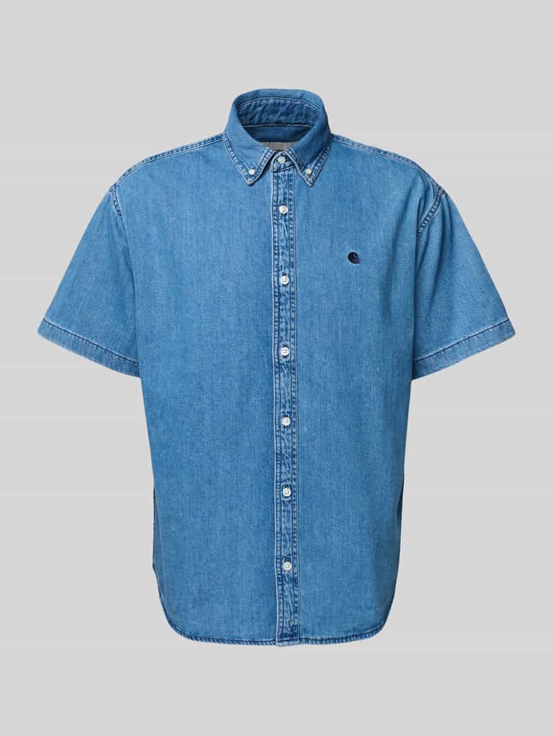 Jeansoverhemd met labelstitching, model 'LUCAS'
