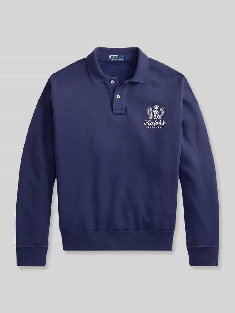 regular fit sweatshirt met polokraag
