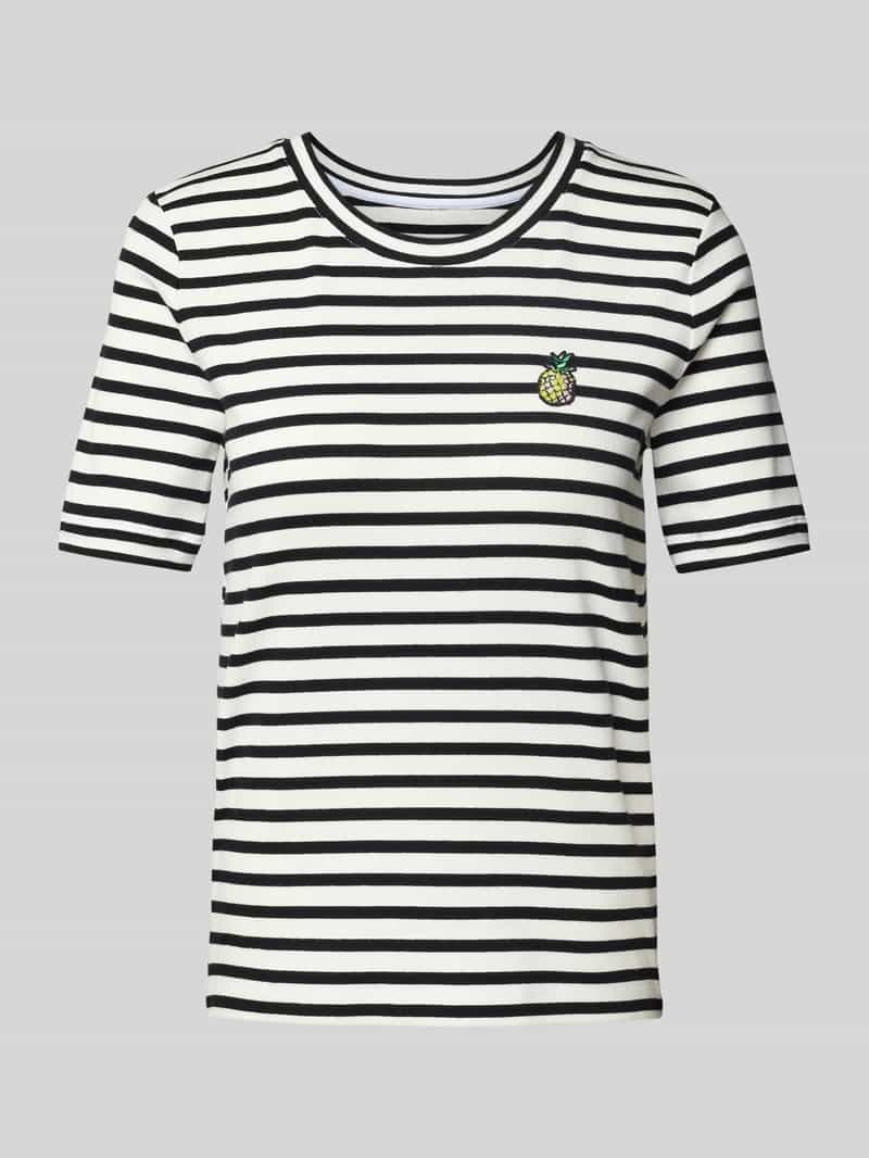 Marc Cain T-shirt met motiefstitching en ronde hals