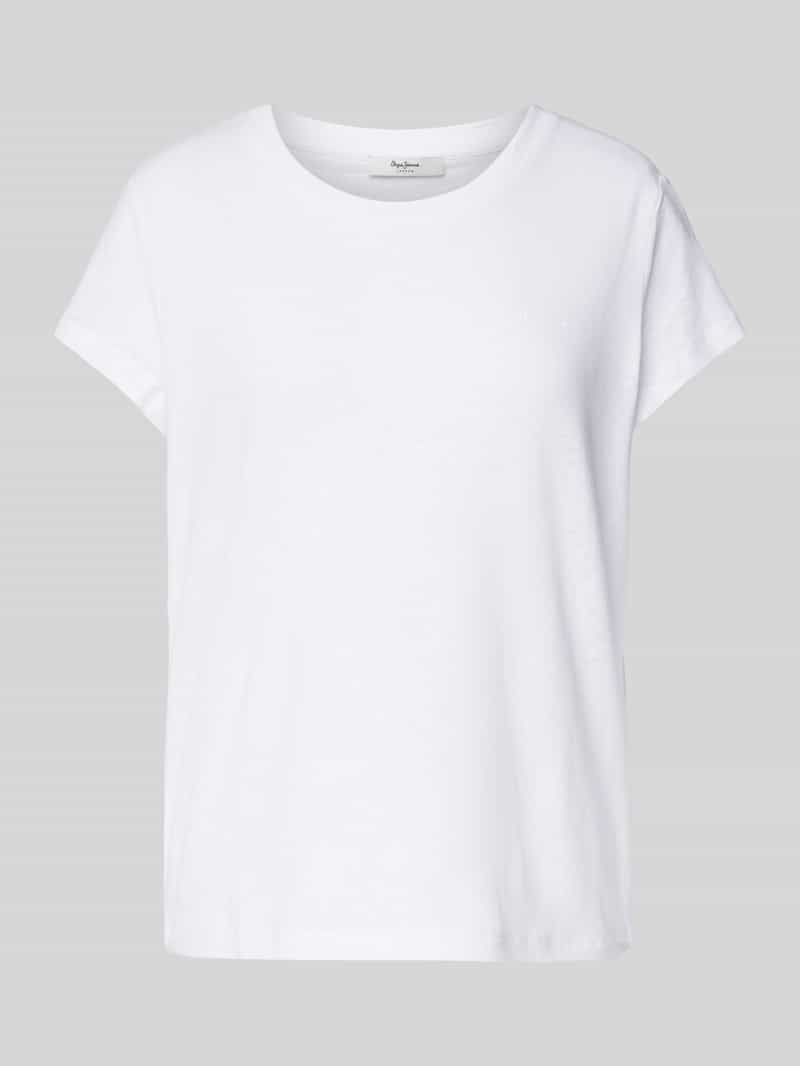 Pepe Jeans T-shirt met geribde ronde hals model 'MEGAN'