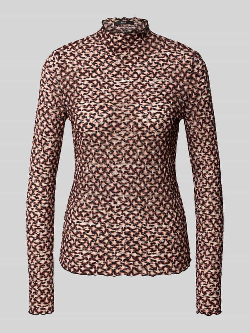 Zero Shirt met lange mouwen opstaande kraag en golvende zoom