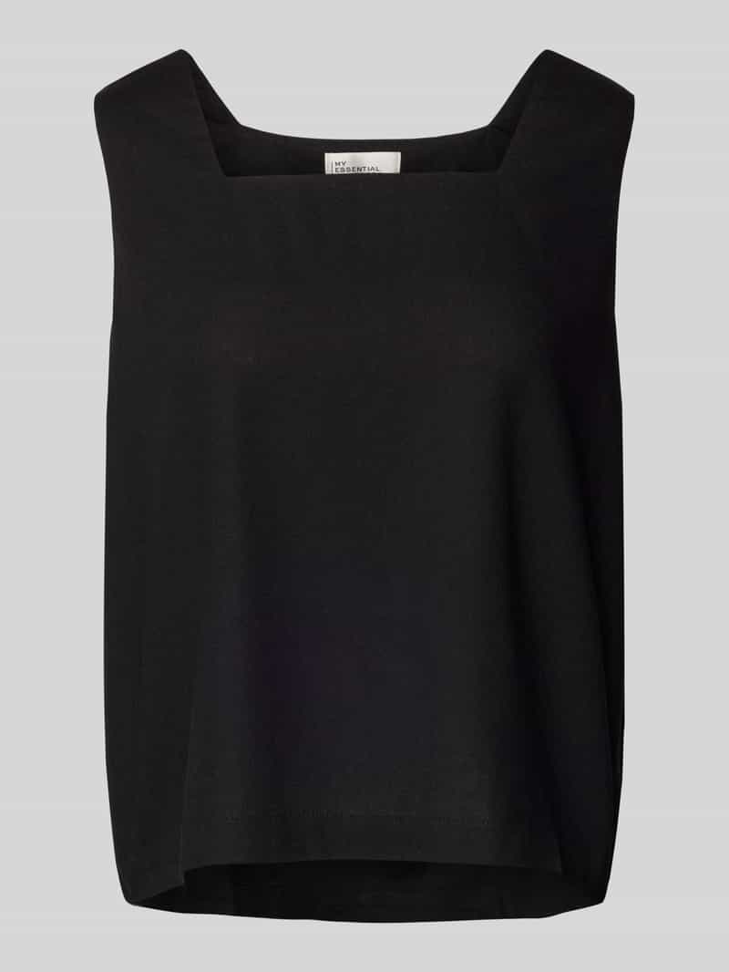My Essential Wardrobe Top met bandjes van een mix van linnen en viscose met vierkante hals