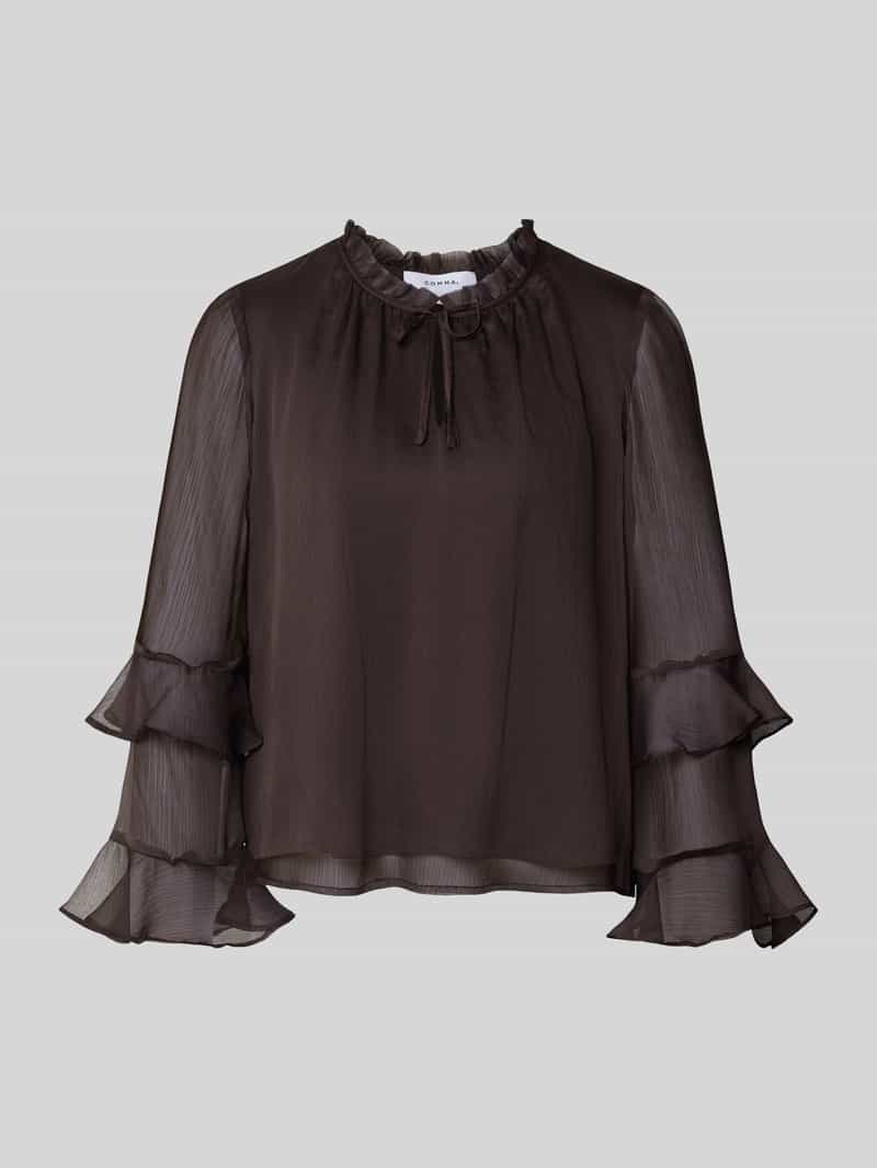 comma Blouse met ruches en druppelvormige hals