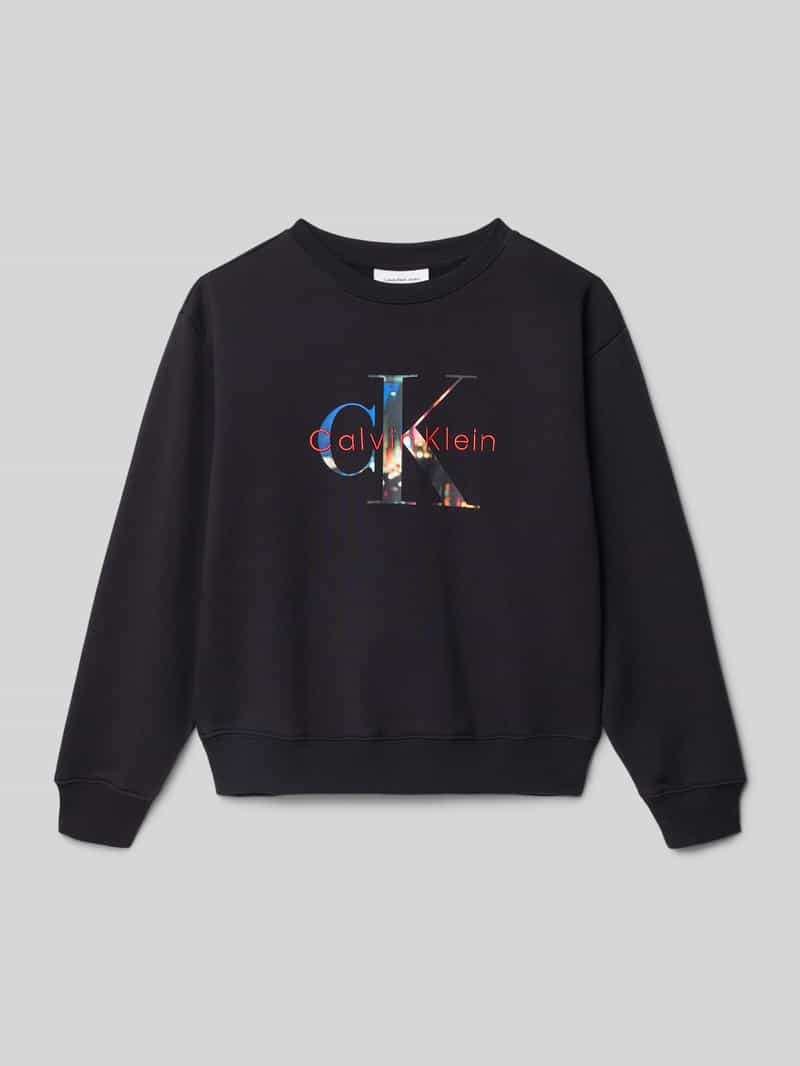 Calvin Klein Jeans Sweatshirt met labelstitching en ronde hals