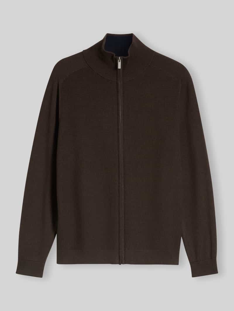 Tom Tailor - Gebreid vest van katoen - Maat XXL - dark chocolate brown melange