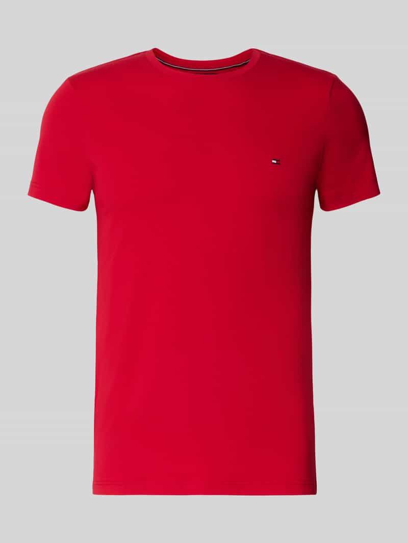 Tommy Hilfiger Slim fit T-shirt van een mix van katoen en elastaan