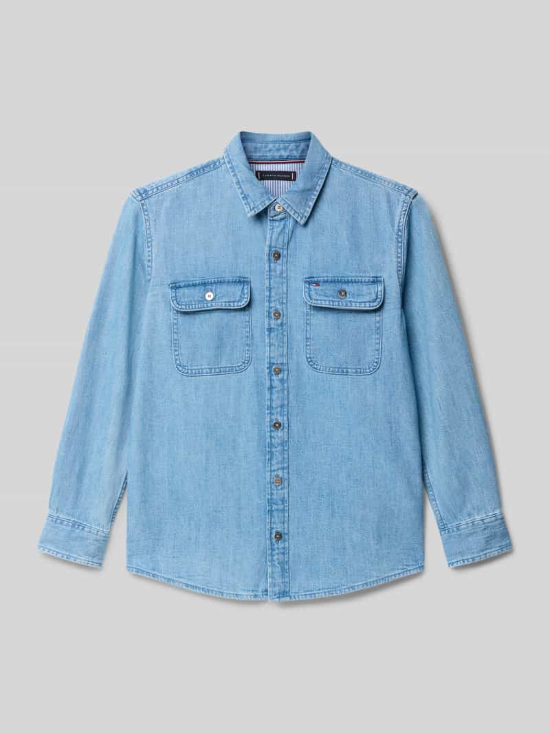 Tommy Hilfiger Teens Regular fit jeansoverhemd van puur katoen