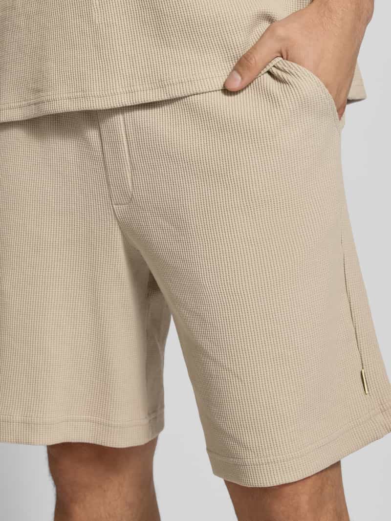 WOODBIRD Straight leg korte broek met structuurmotief model 'Ben'