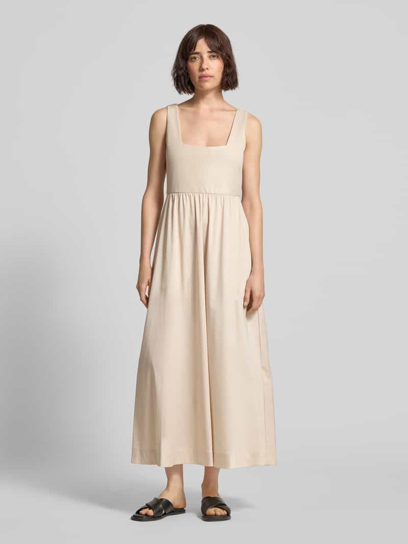 Comma Midijurk van katoenmix met carréhals beige, foto 3