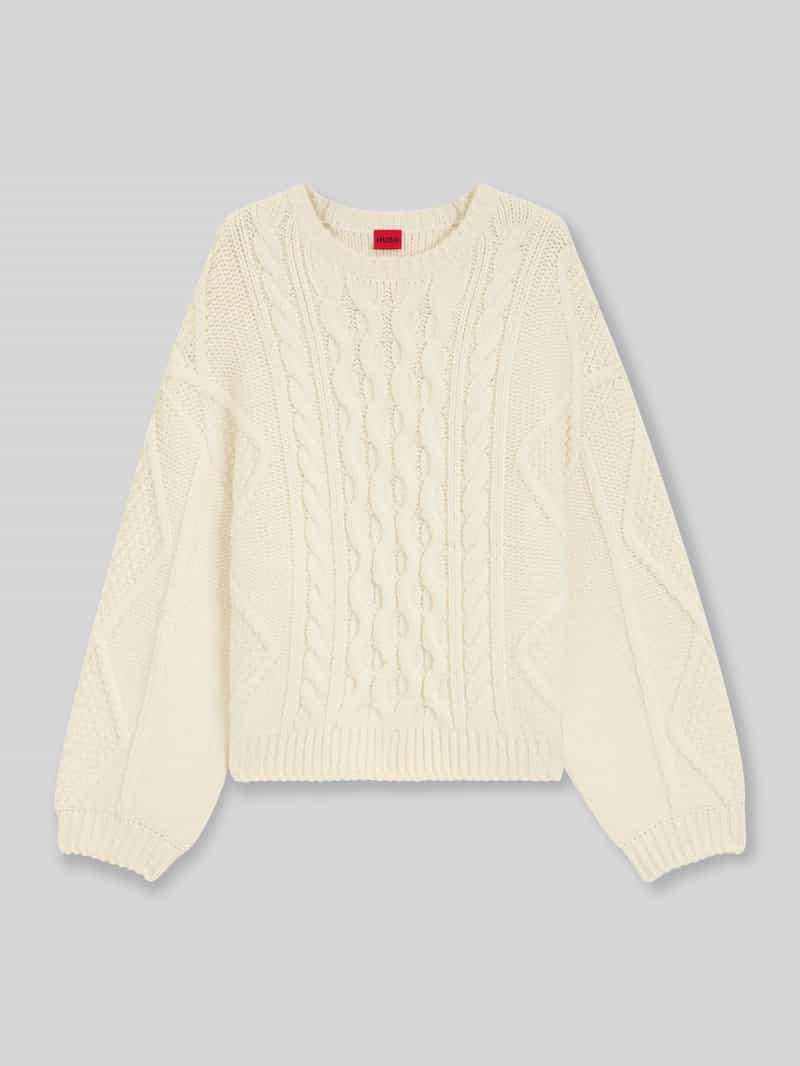 HUGO Oversized gebreide pullover met kabelpatroon model 'SAICOS'
