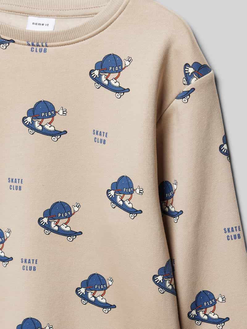 name it Sweatshirt met ronde hals model 'MOTTO'