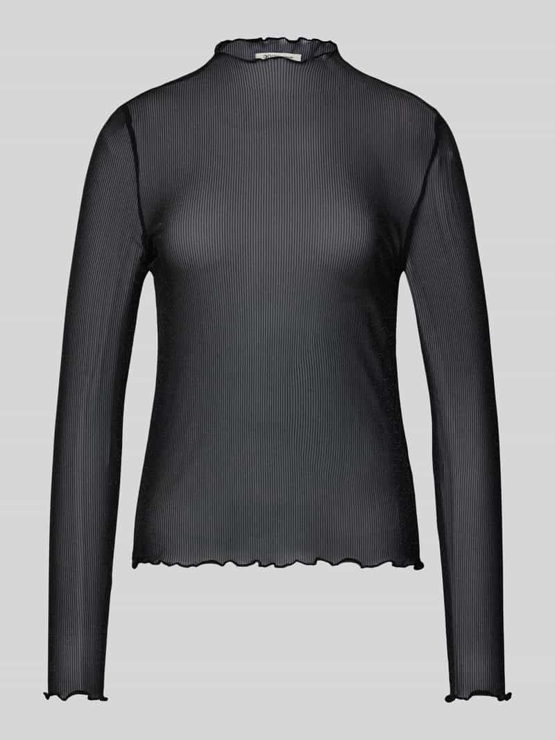 Tom Tailor Denim Slim fit shirt met lange mouwen van mesh met krijtstreep met glittereffect