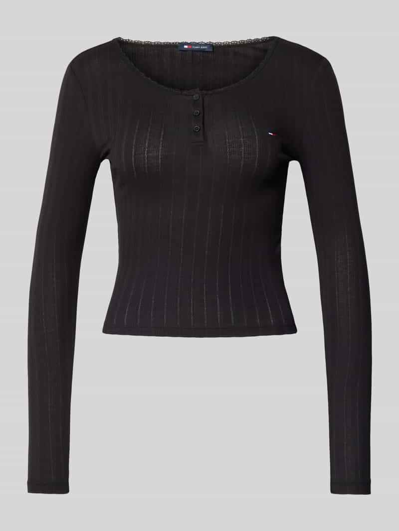 Tommy Jeans Slim fit henley shirt met ribstructuur