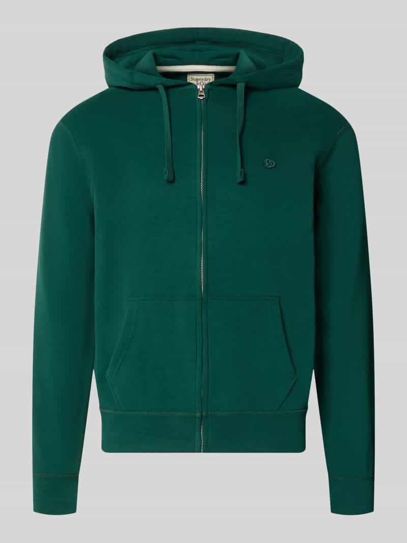 Superdry Regular fit sweatjack van katoenmix met labeldetail