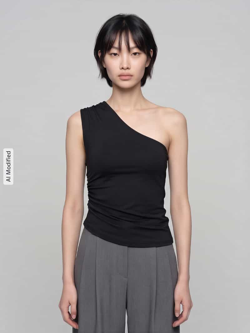 Pieces Blousetop met one-shoulderhals