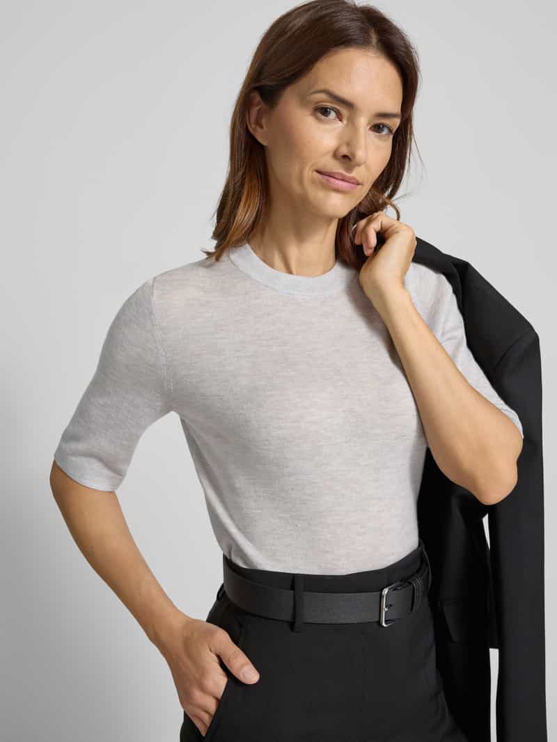 Jake*s Collection Gebreid shirt van wol met ronde hals