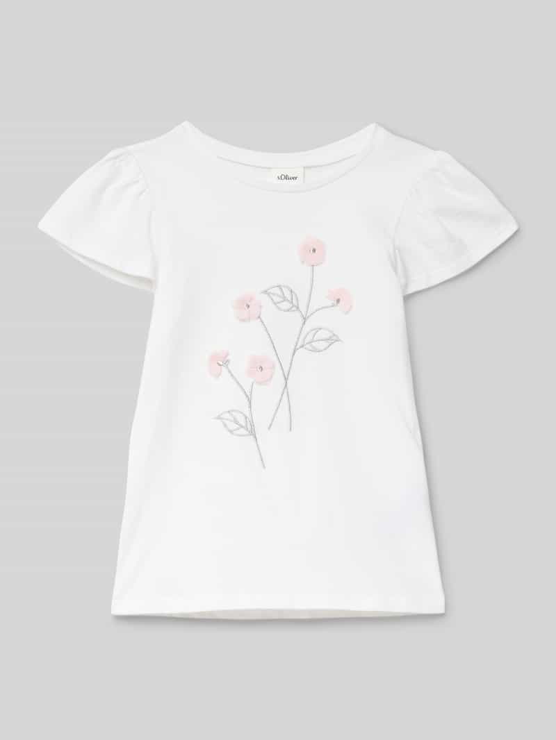 s.Oliver RED LABEL Relaxed fit T-shirt van puur katoen met borduursel van effectgaren