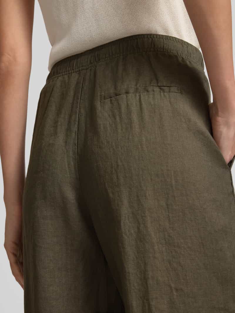 Opus Wide leg linnen broek met elastische band model 'Mileni'
