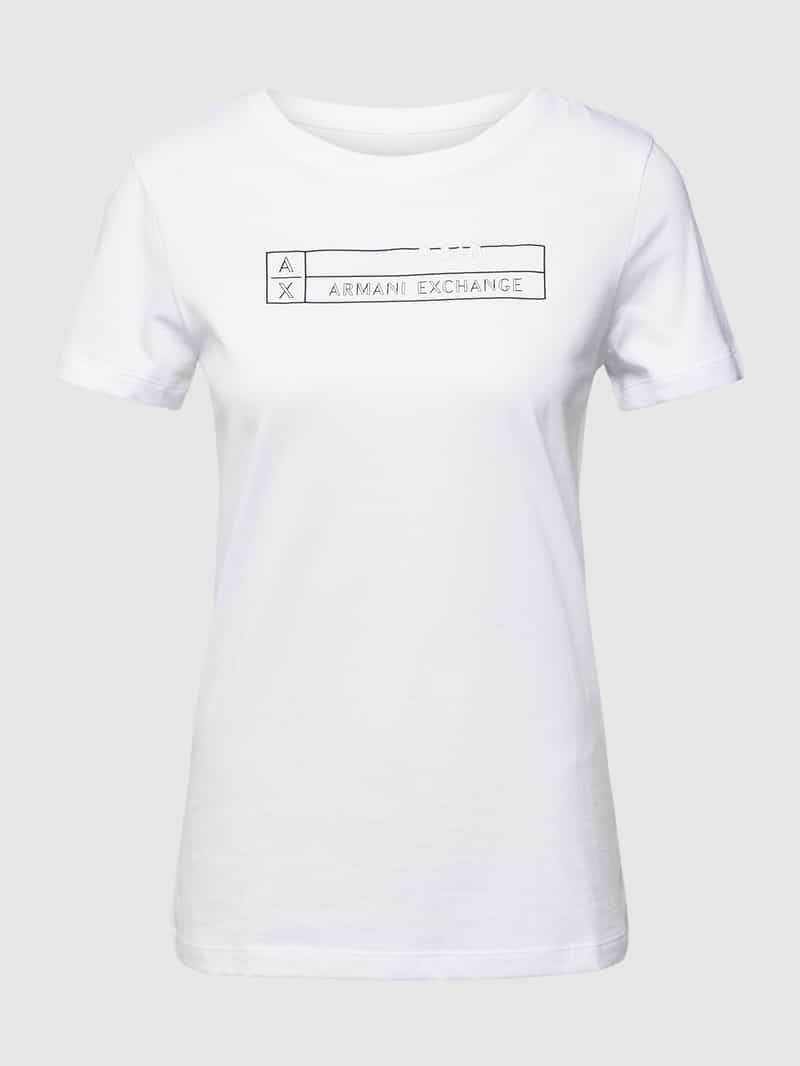Armani Exchange T-shirt met labelprint en -stitching