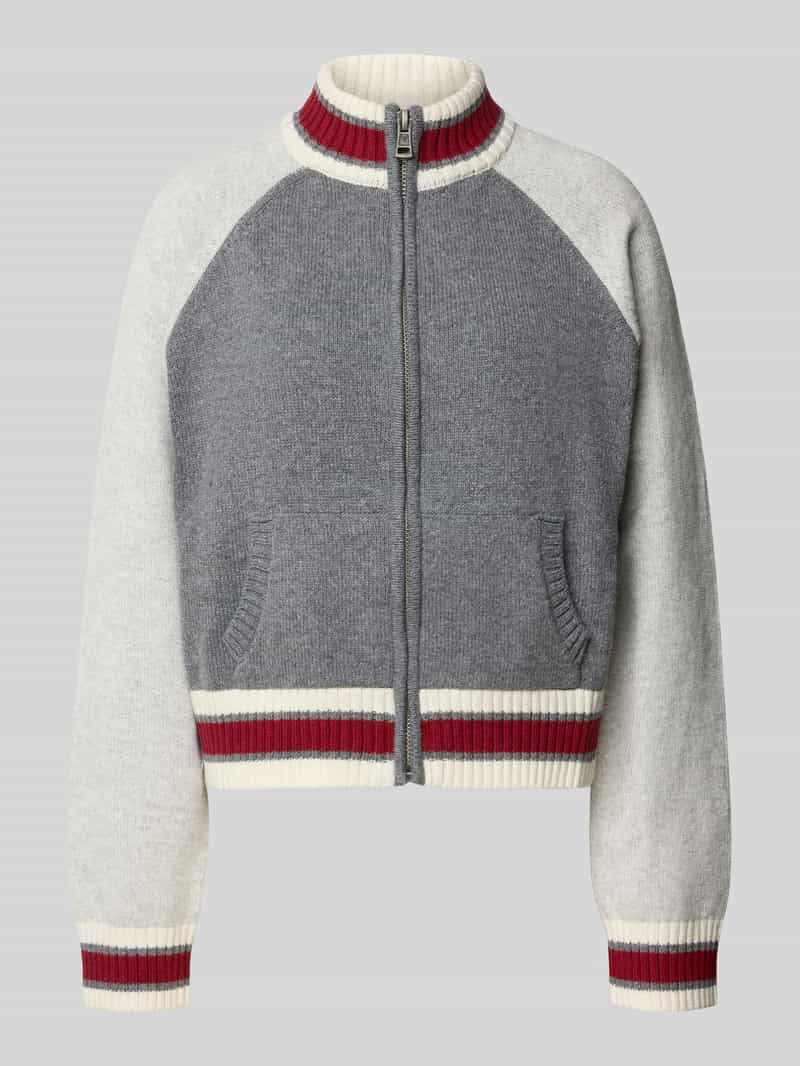 Guess Jeans Regular fit gebreid jack met wol model 'ZIPPED BACK INTARSI'