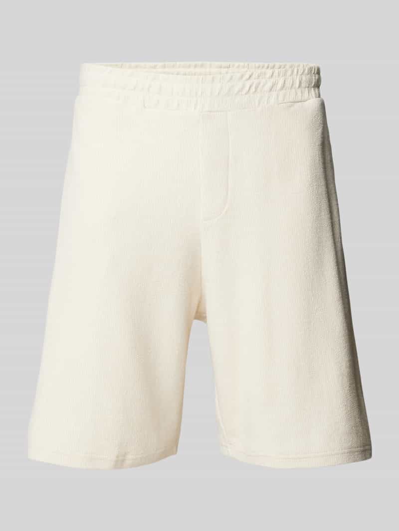 REVIEW Regular fit sweatshorts met structuurmotief