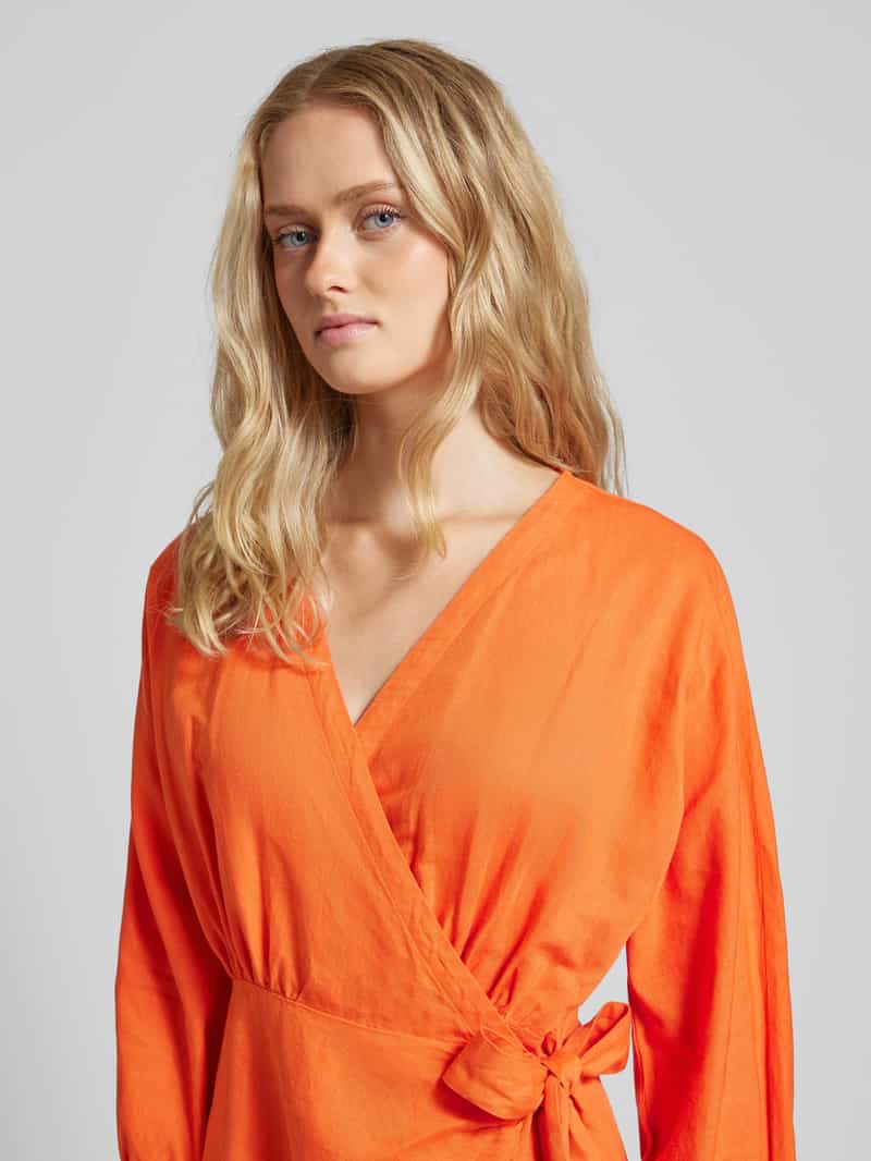 MSCH Copenhagen Knielange linnen jurk in wikkellook model 'Mirilla'