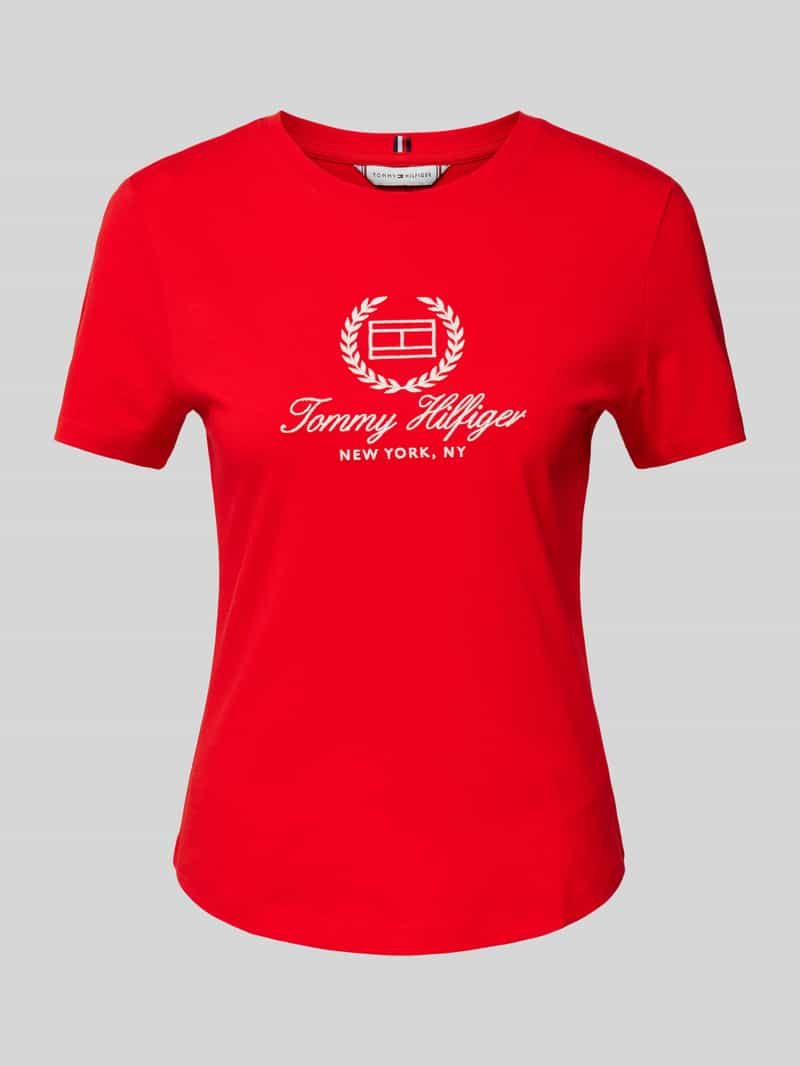 Tommy Hilfiger Slim fit T-shirt met labelstitching