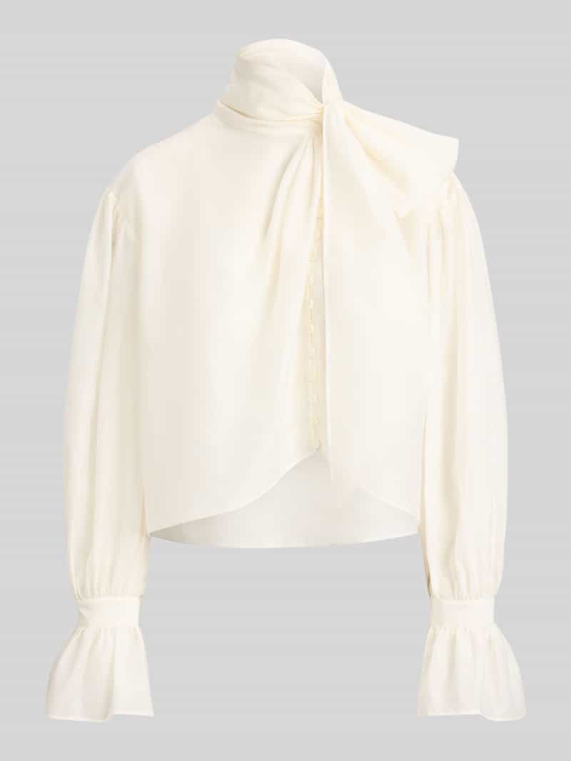 Polo Ralph Lauren Kort blouse met lange mouwen van mix van katoen en zijde