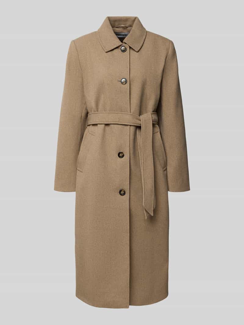 Pieces Regular fit lange jas met strikceintuur model 'AYA'