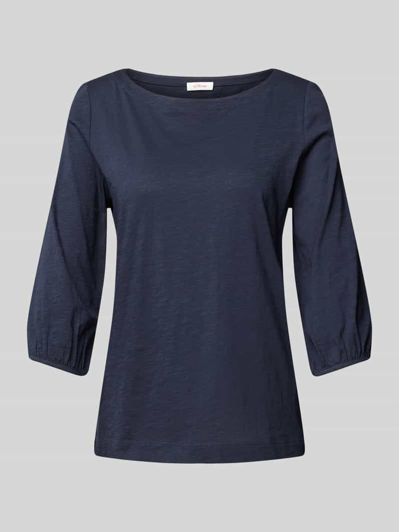 S.Oliver RED LABEL T-shirt van zuiver katoen met boothals en 3/4-mouwen