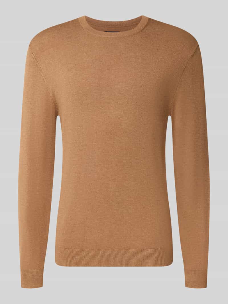 Gebreide pullover met geribde ronde hals