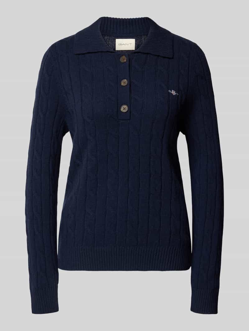 Gant Pullover van wol met polokraag