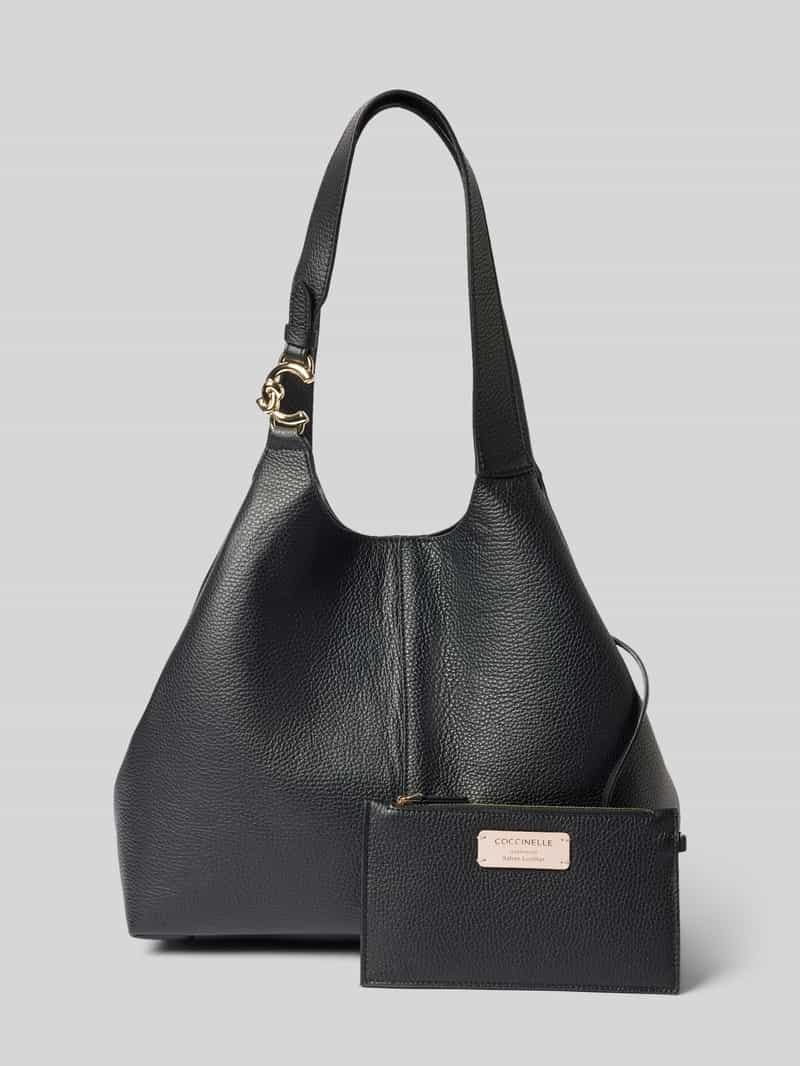 Coccinelle Handtas van leer met labelapplicatie