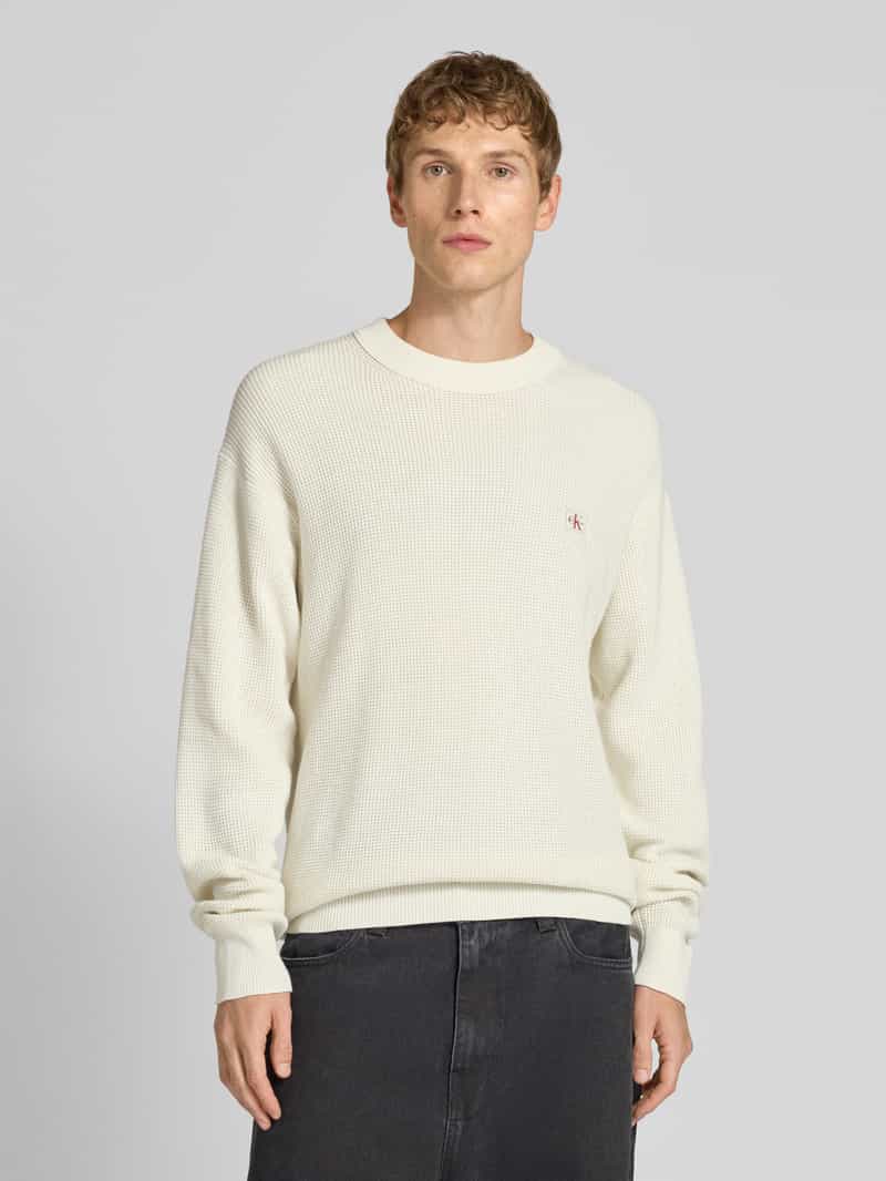 Calvin Klein Gebreide pullover met labelpatch ecru, foto 4