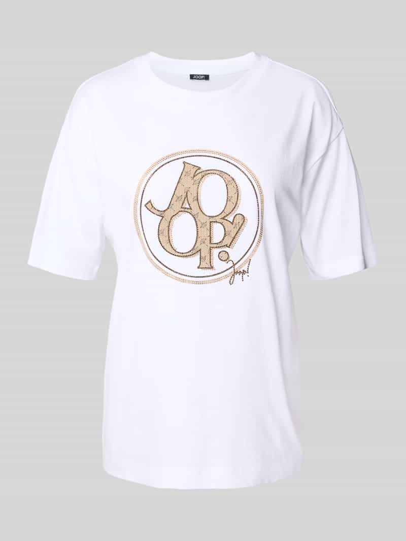 Joop! T-shirt met strass-steentjes model 'Tashi'