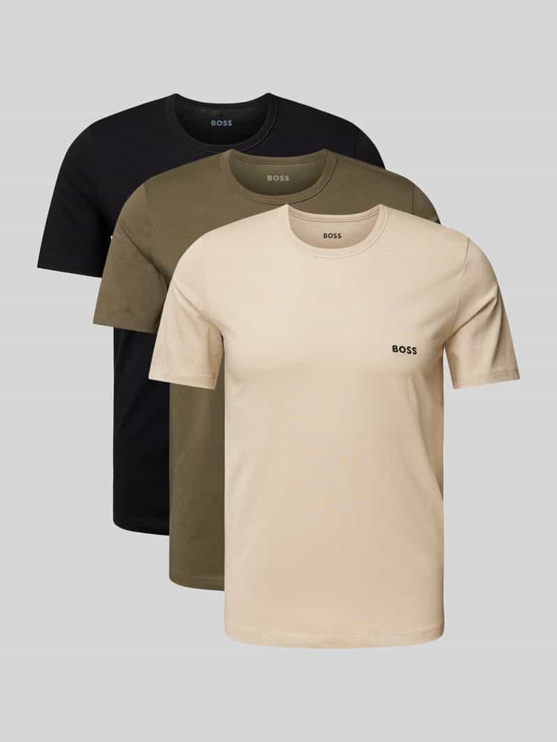 Boss T-shirt met labelstitching in een set van 3 stuks