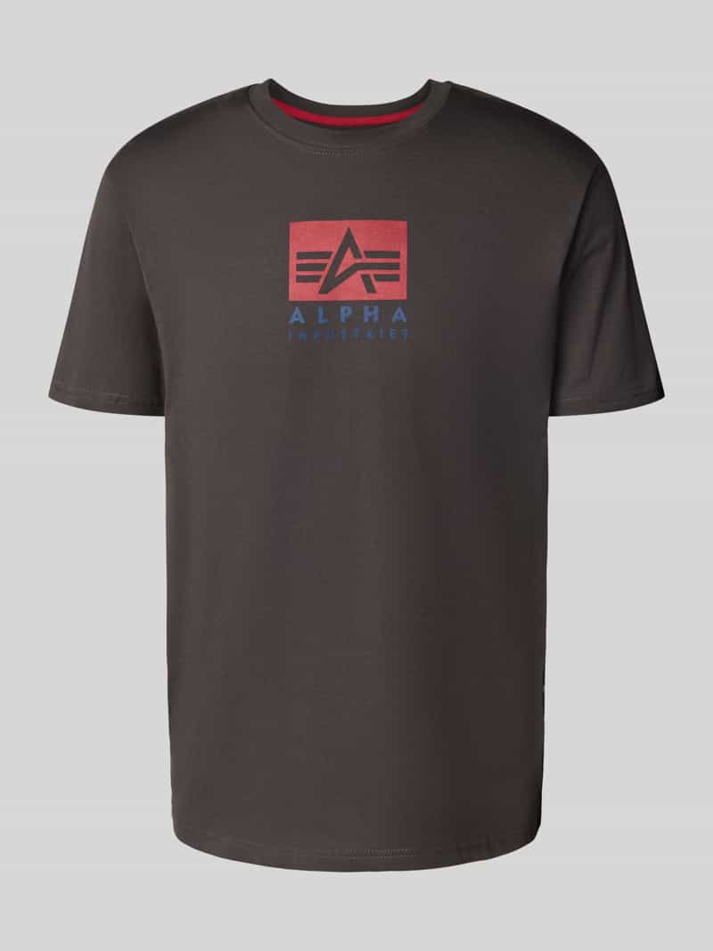 alpha industries T-shirt met labelprint en ronde hals