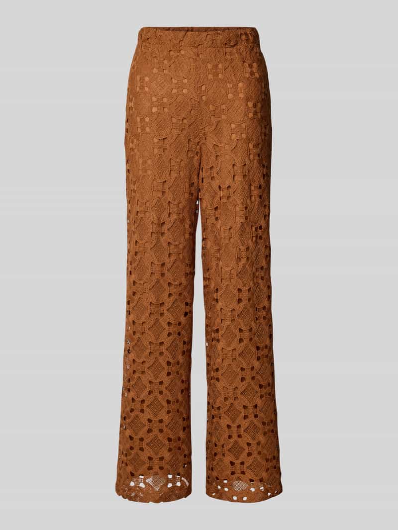 MORE & MORE Broek met broderie anglaise en elastische band