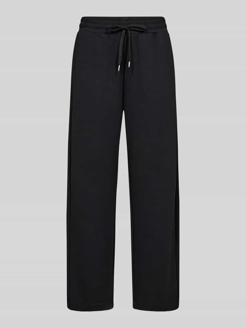 Soyaconcept broek zwart met trekkoord en lange wijde pijpen voor dames - M (38)