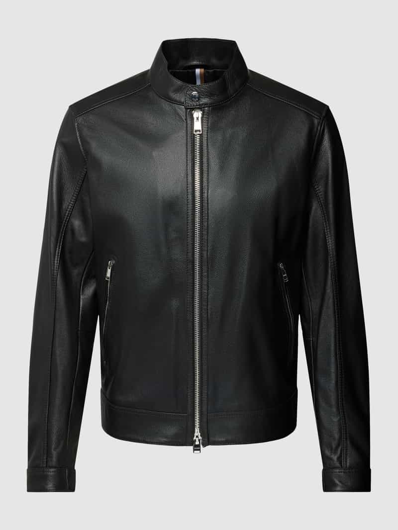 Boss Leren jack van lamsnappa model 'Mansell'
