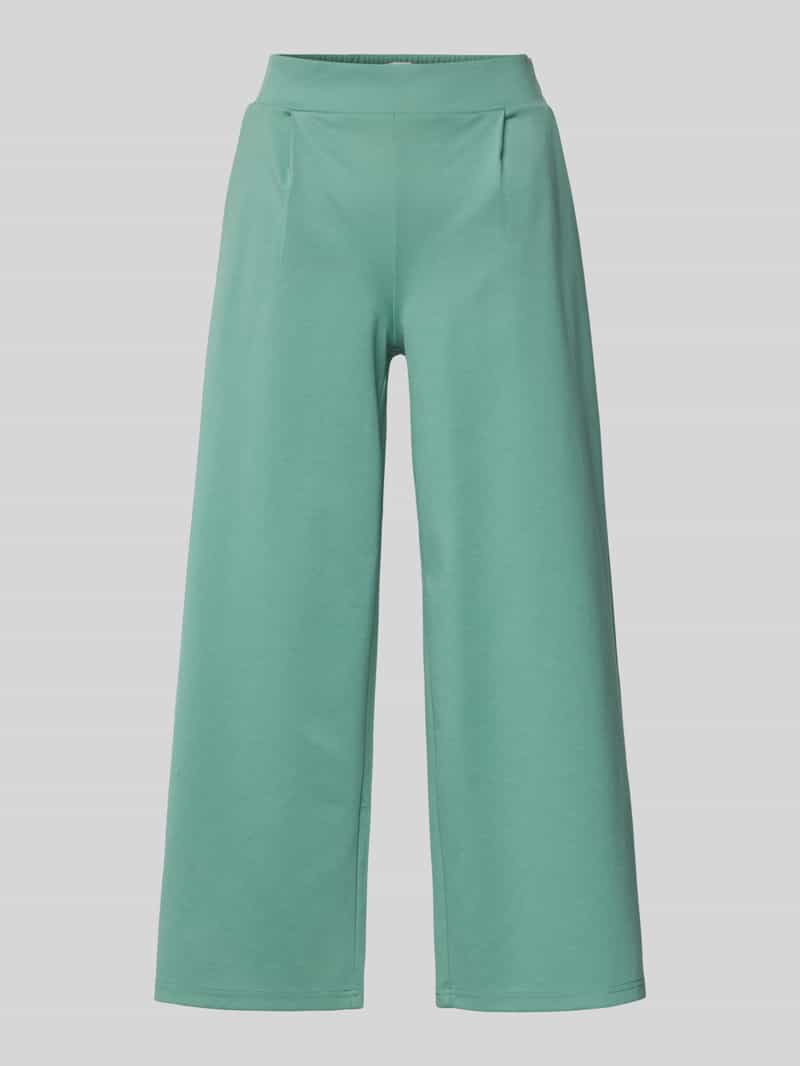 Ichi Wide leg stoffen broek met bandplooien model 'Kate'