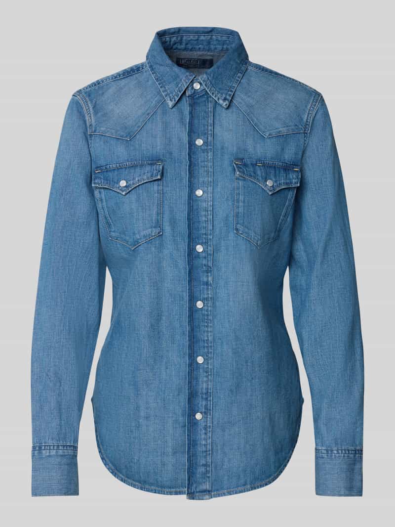 Polo Ralph Lauren Regular fit jeansoverhemd met klepzakken
