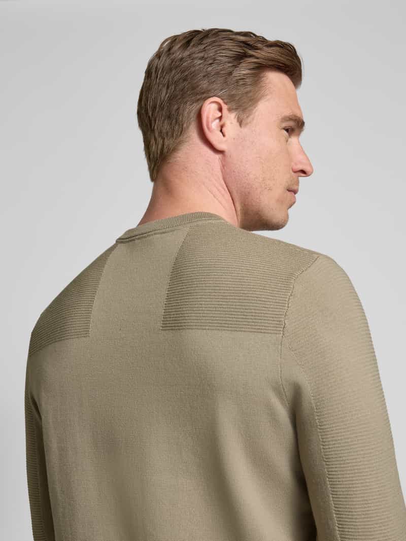 BOSS Green Gebreide pullover met ribboorden model 'Momentum'