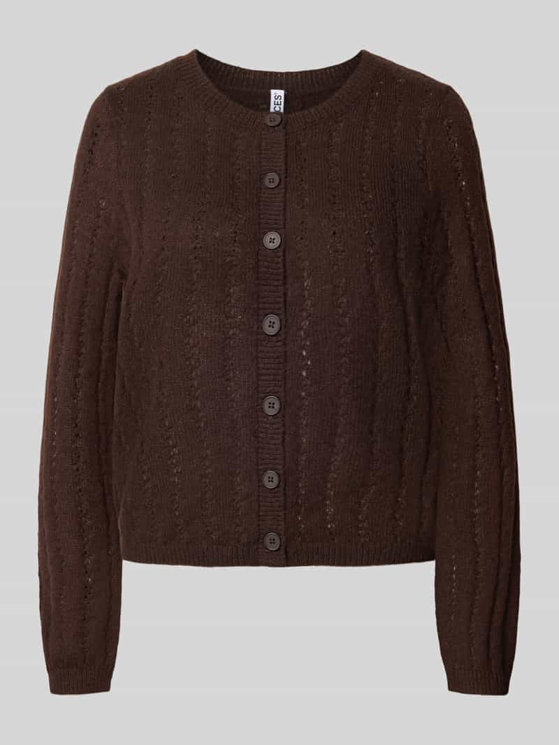 Pieces Regular fit gebreid jack met ronde hals model 'ADA'