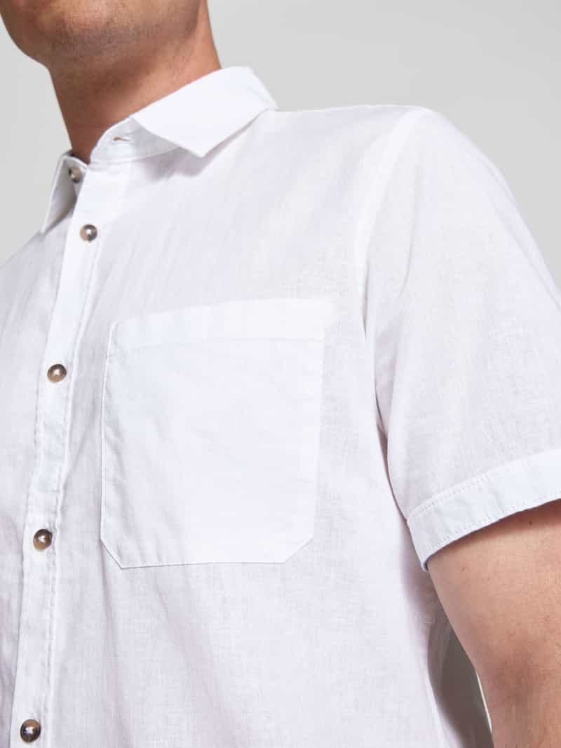 Tom Tailor Regular fit linnen overhemd met korte mouwen