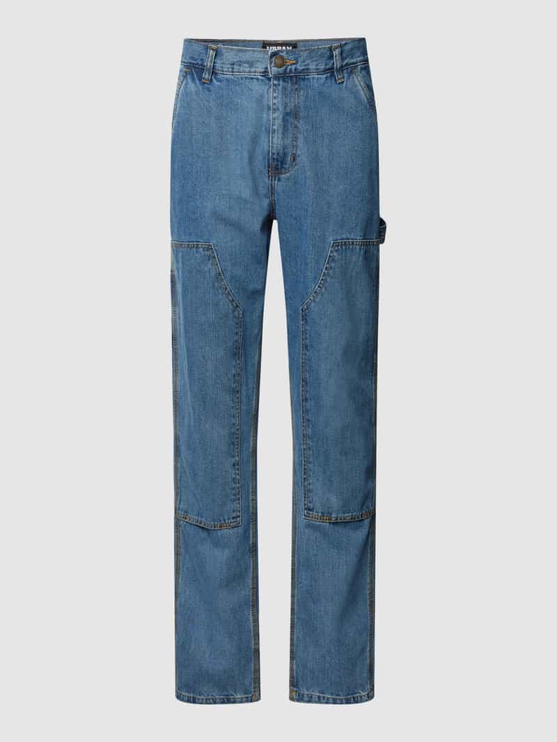 Urban Classics Regular fit jeans met stoffen garnering bij de knieën