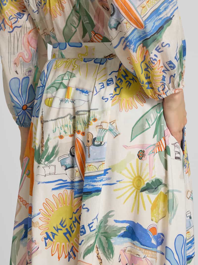 Smith and Soul Midirok van een mix van viscose en katoen met knoopsluiting