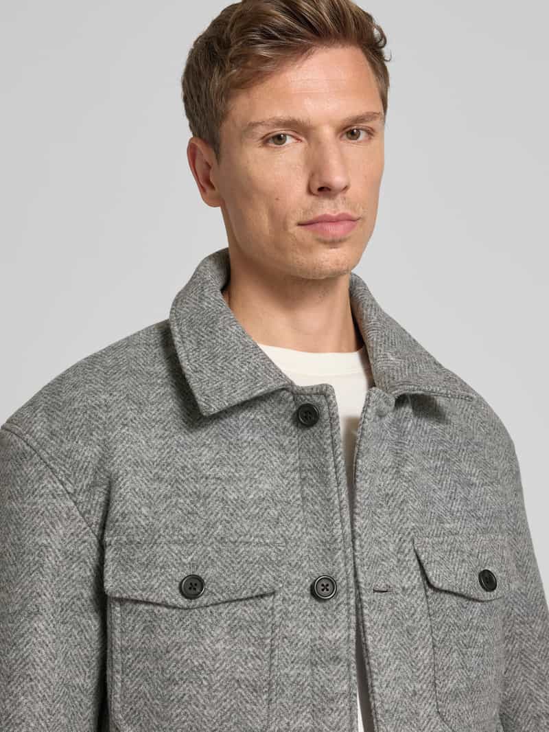 Selected Homme Regular fit wollen jack met platte kraag model 'MITCH'