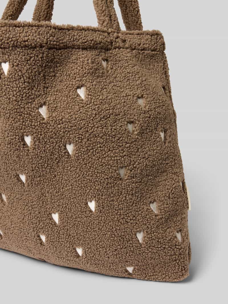 STUDIO NOOS Shopper met stitchings model 'Brown Teddy Hearts'